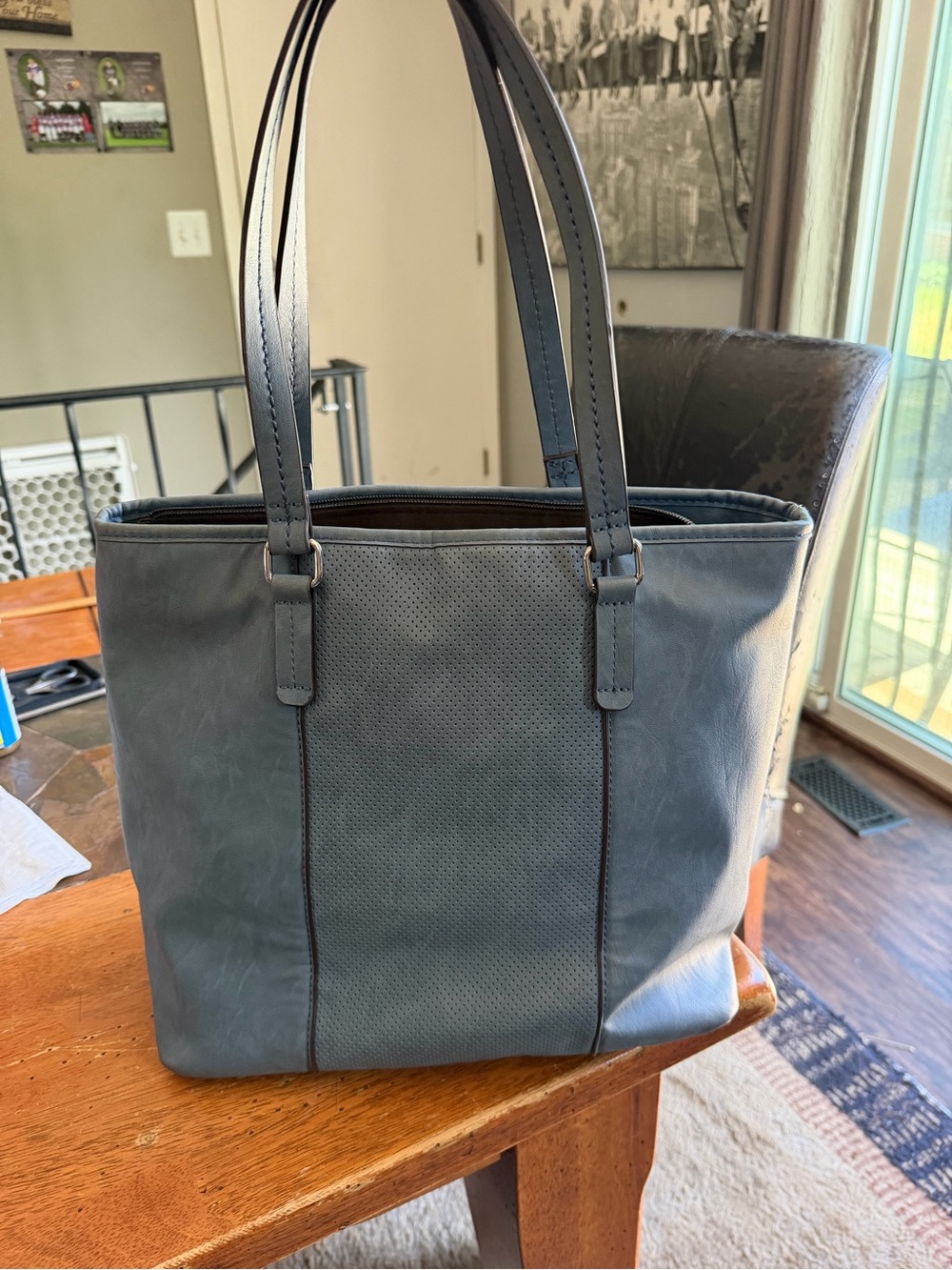 Women's Slate Gray Perforated Tote Bag